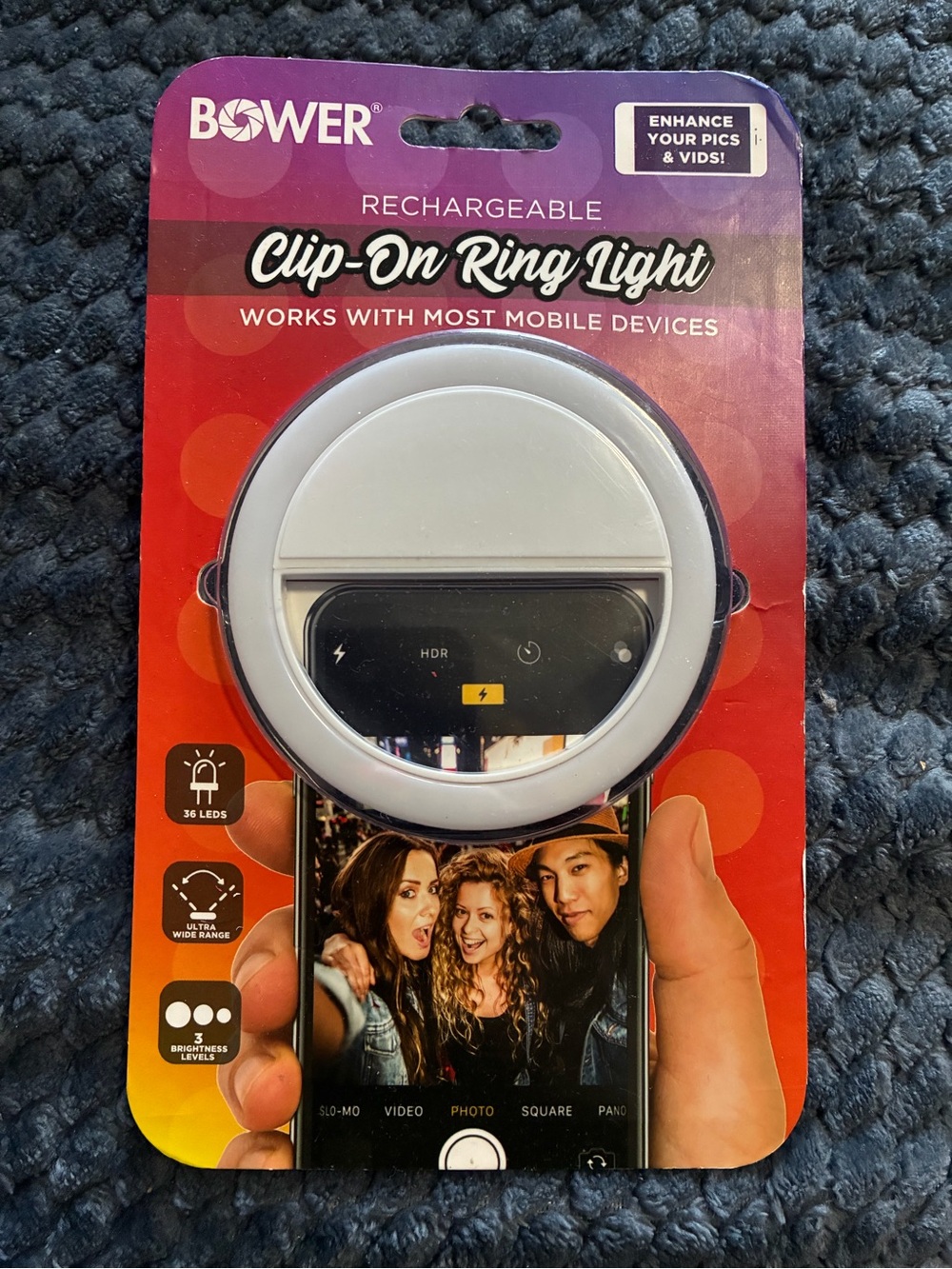 Bower Rechargeable Clip-On Ring Light - White for Phones